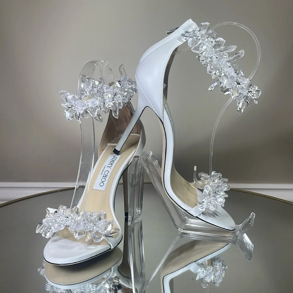 Jimmy Choo Maisel 100 Crystal Embellished heeled sandals sz 38 - Picture 13 of 17